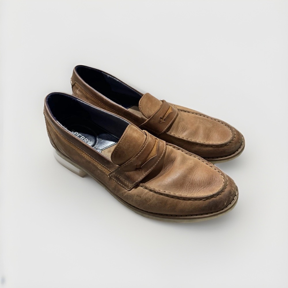 Sperry Top Sider Pennyā Loafers Men's 12M Brown Leather Round Toe Slip On